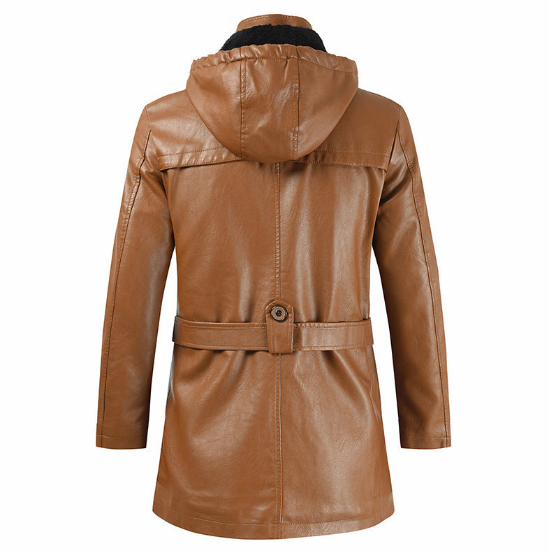 Men's Mid-length Leather Coat