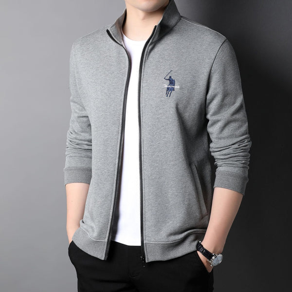 Men's Cotton Casual Embroidered Zip Jacket