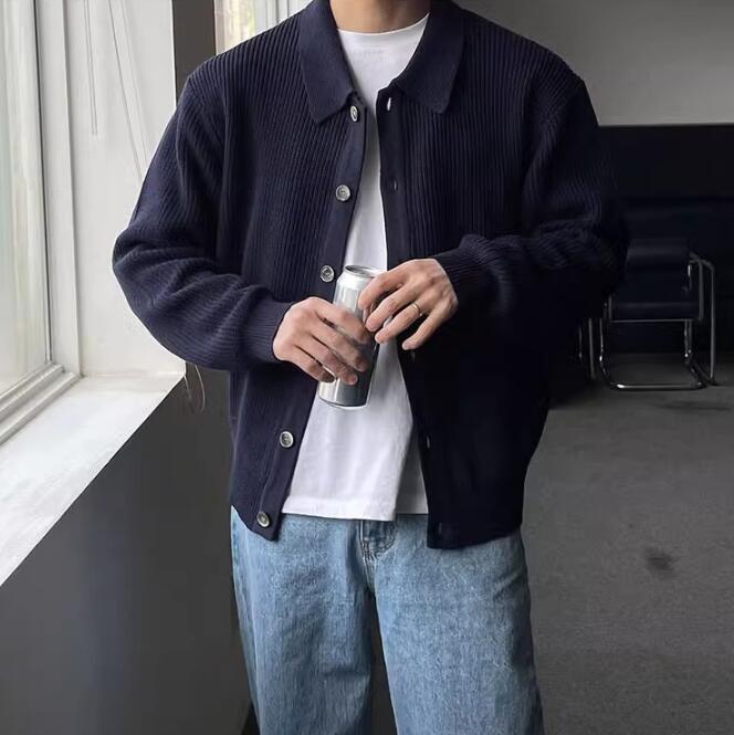 Autumn Men's Casual Loose Retro Cardigan Long Sleeve Sweater