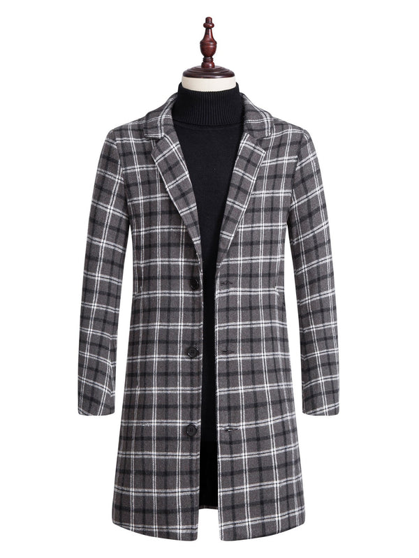 Men's Plaid Trench Coat