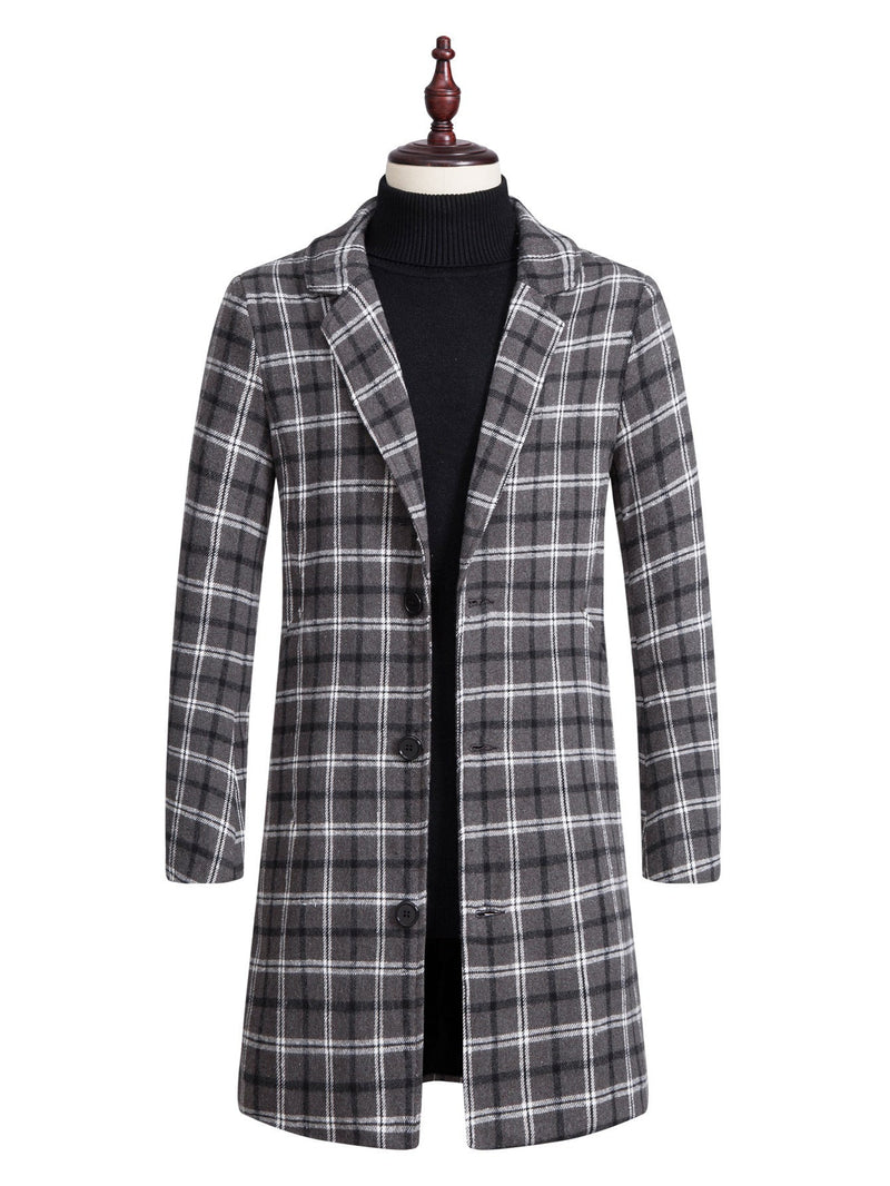 Men's Plaid Trench Coat