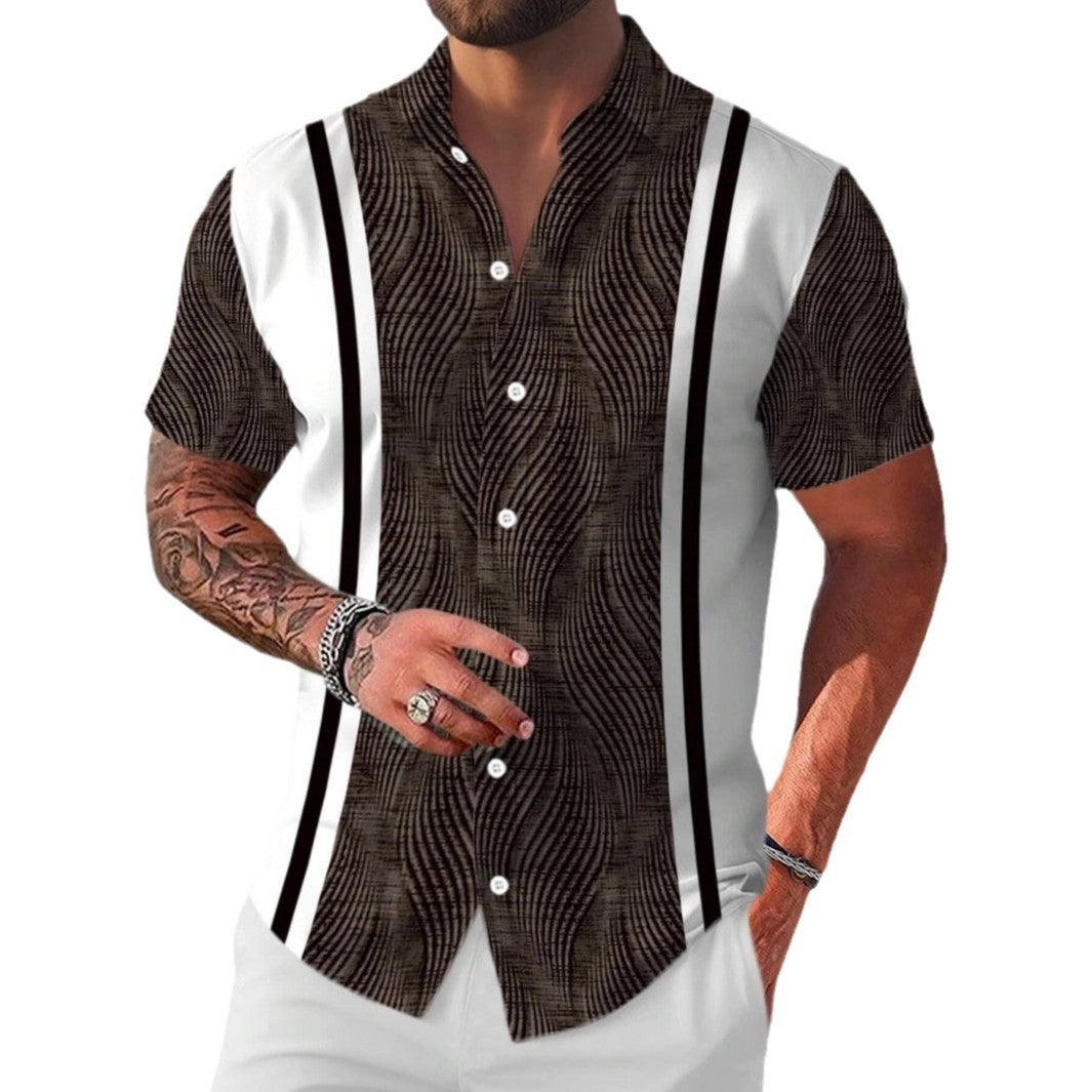 Casual All-matching Geometric Short Sleeve Shirt