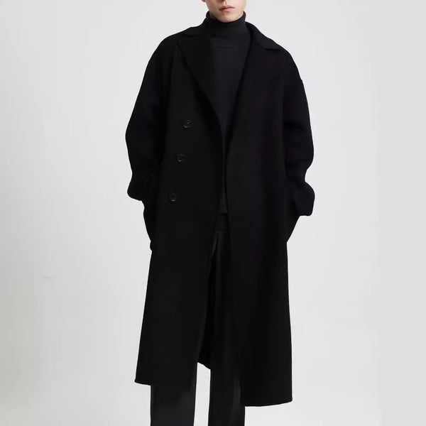Long Double-faced Wool Overcoat Men