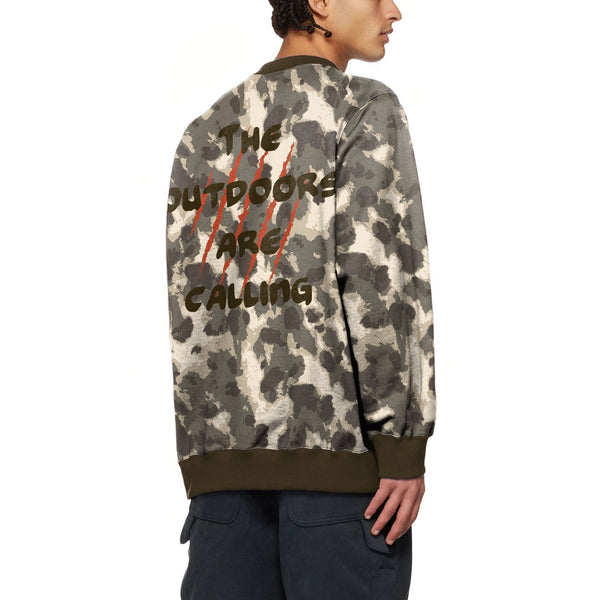Camouflage Printed Round Neck Sweater