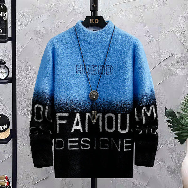 Men's Half Turtleneck With Fleece Thickened Sweater