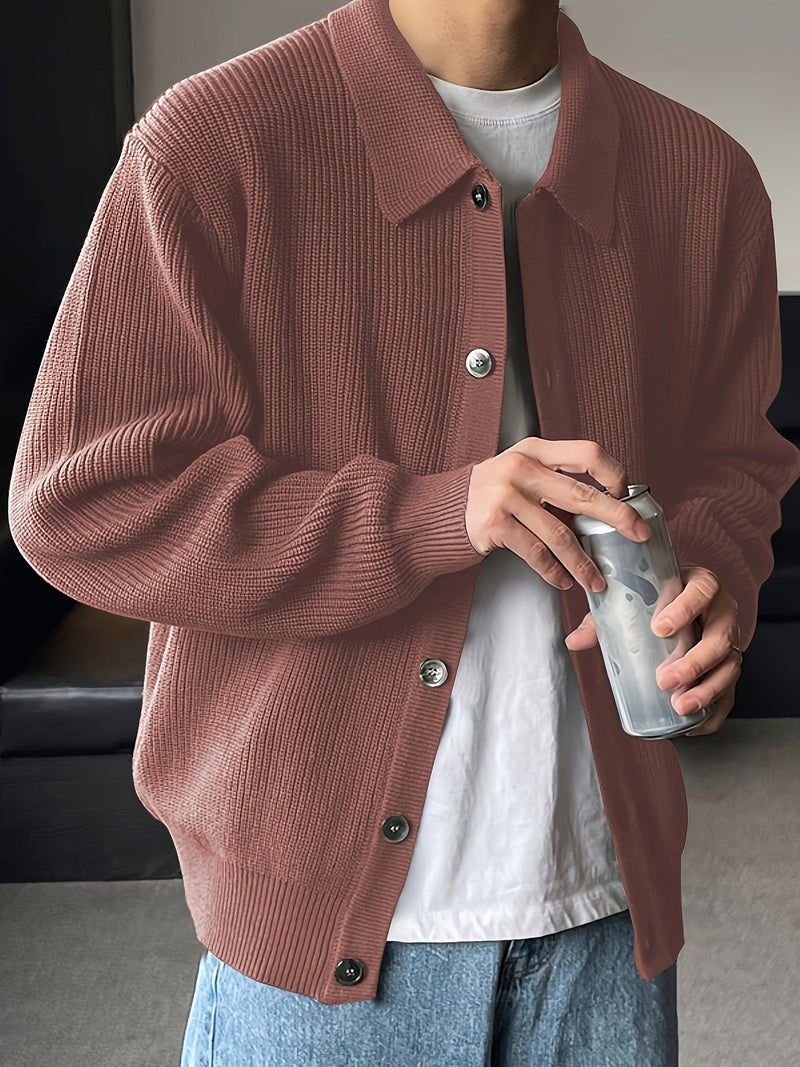 Solid Color Simple Men's Knitwear Cardigan Sweater Coat