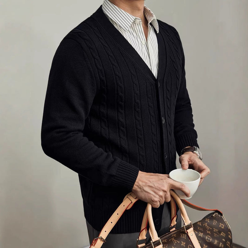 Solid Color Autumn And Winter Knitted Cardigan Long Sleeve Sweater