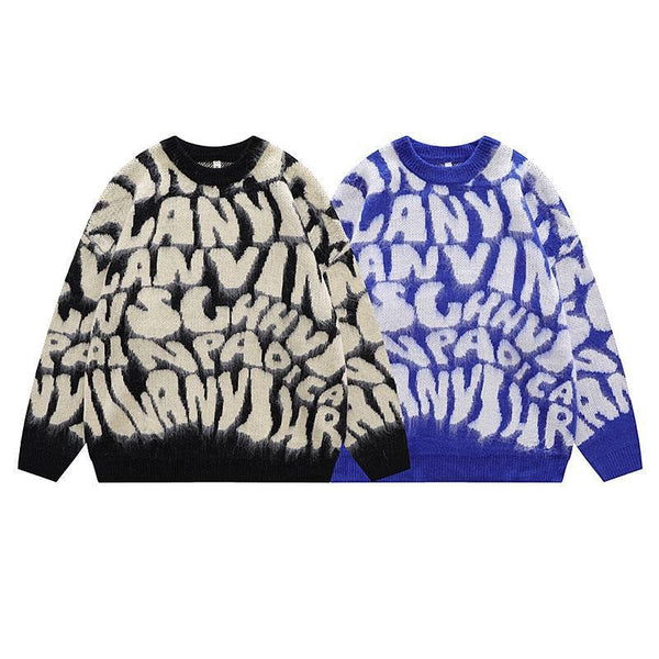 Alphabet Jacquard Pullover Sweater