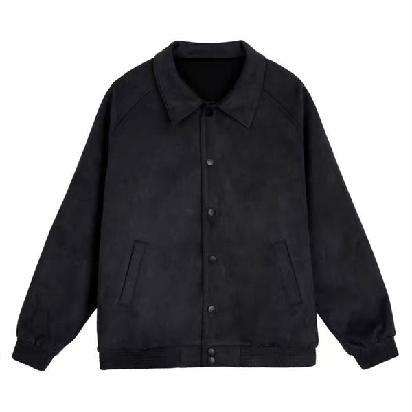 Suede Button Down Baseball jacket