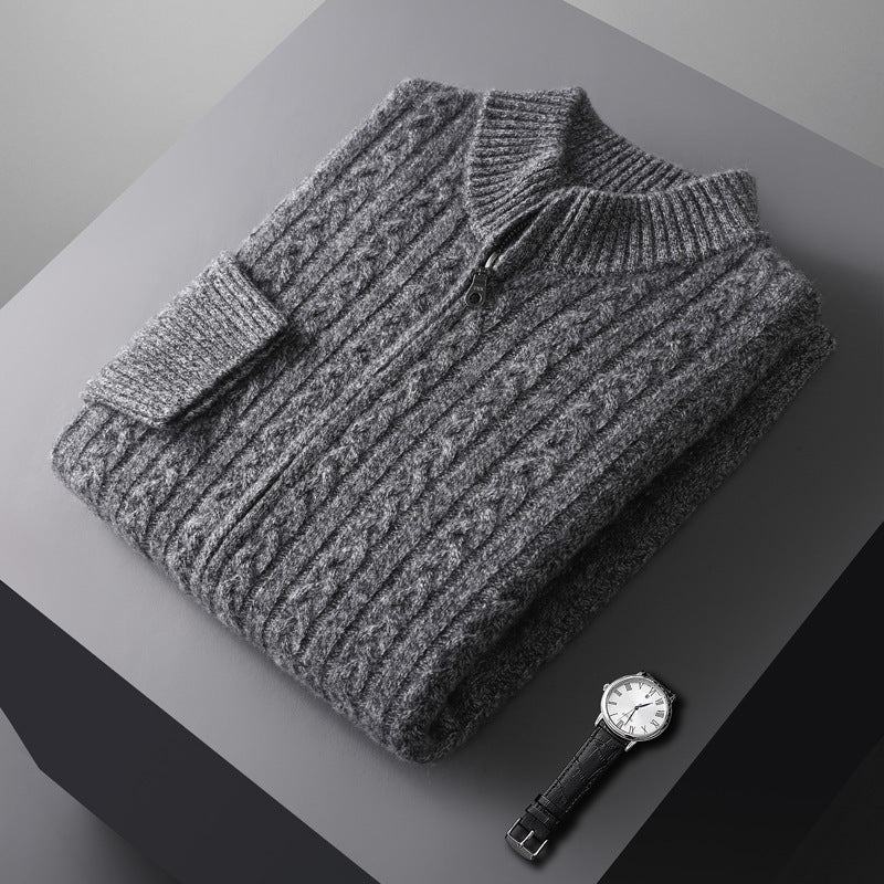 Men's Half-high Collar Zipper Sweater