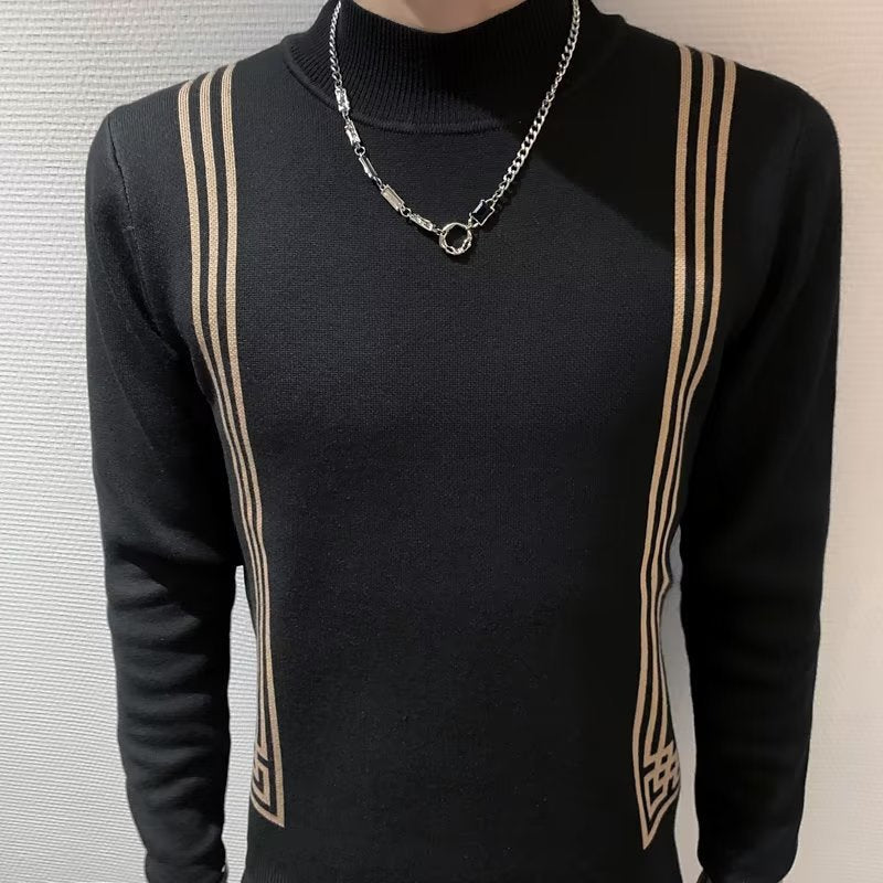 Retro Fashion Slim Half-turtleneck Sweater For Youth