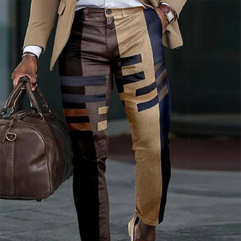 Printed Mid Rise Straight Leg Pants