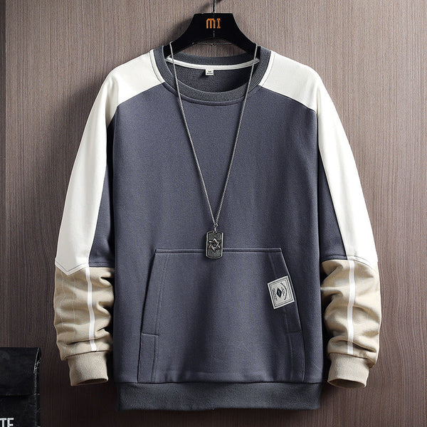 Round Neck Pullover Stitching Contrast Sweater