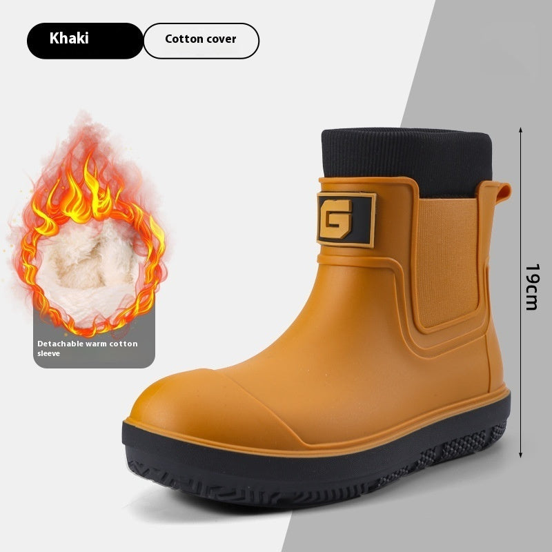 Men's Short Non-slip Waterproof Shoes Fleece-lined Platform boots