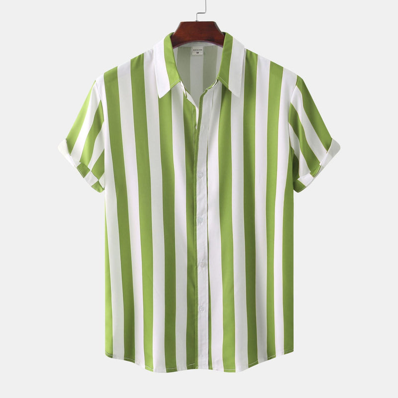Men's striped Short Sleeve Loose Shirt