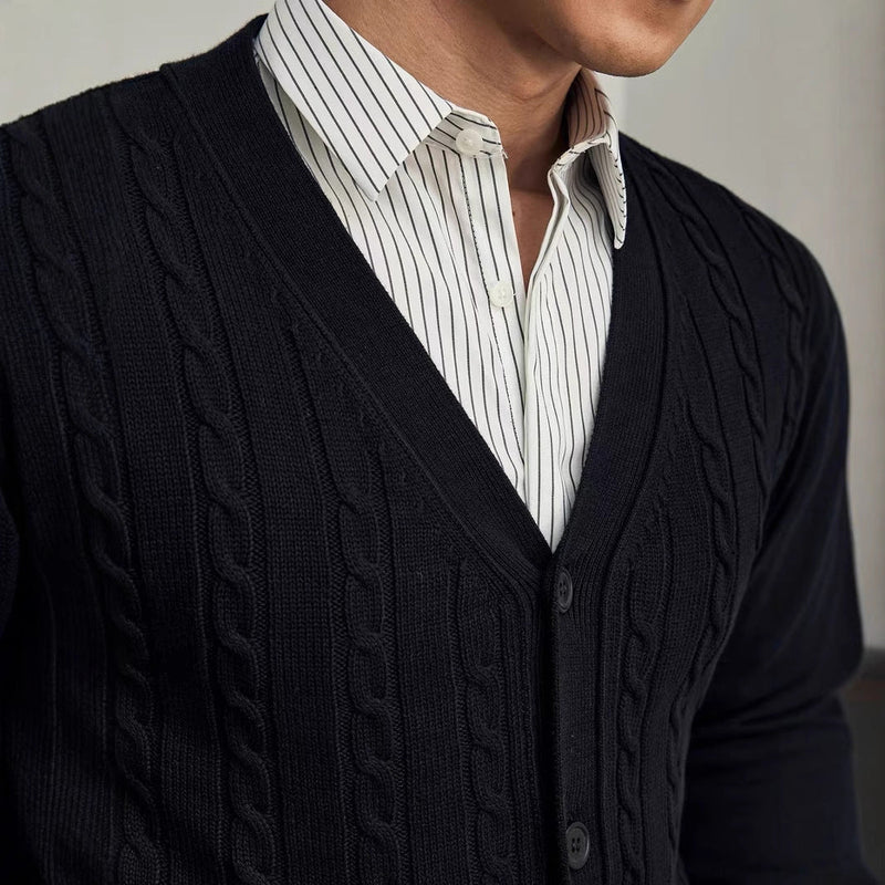 Solid Color Autumn And Winter Knitted Cardigan Long Sleeve Sweater