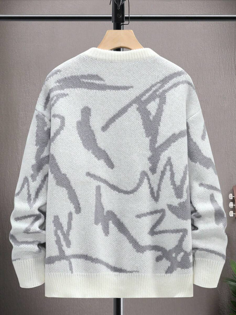 Men's Autumn And Winter Loose Round Neck Knitted Long-sleeved Jacket