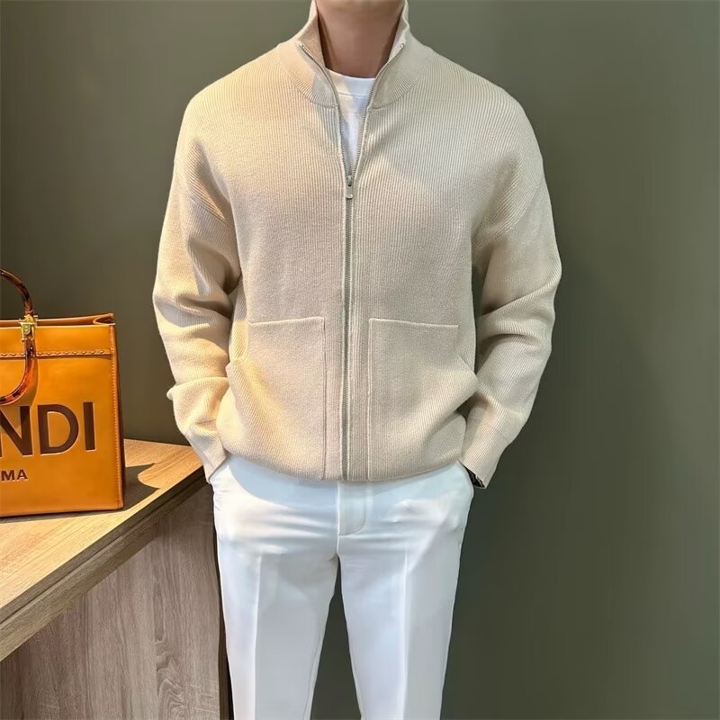 Versatile Zipper Cardigan Slim-fitting Sweater