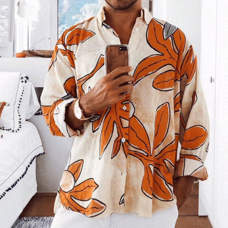 Men's Printed Beach Style Long Sleeve shirt