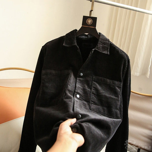 Pure Cotton Corduroy Men's Solid Color Casual Long Sleeves shirt