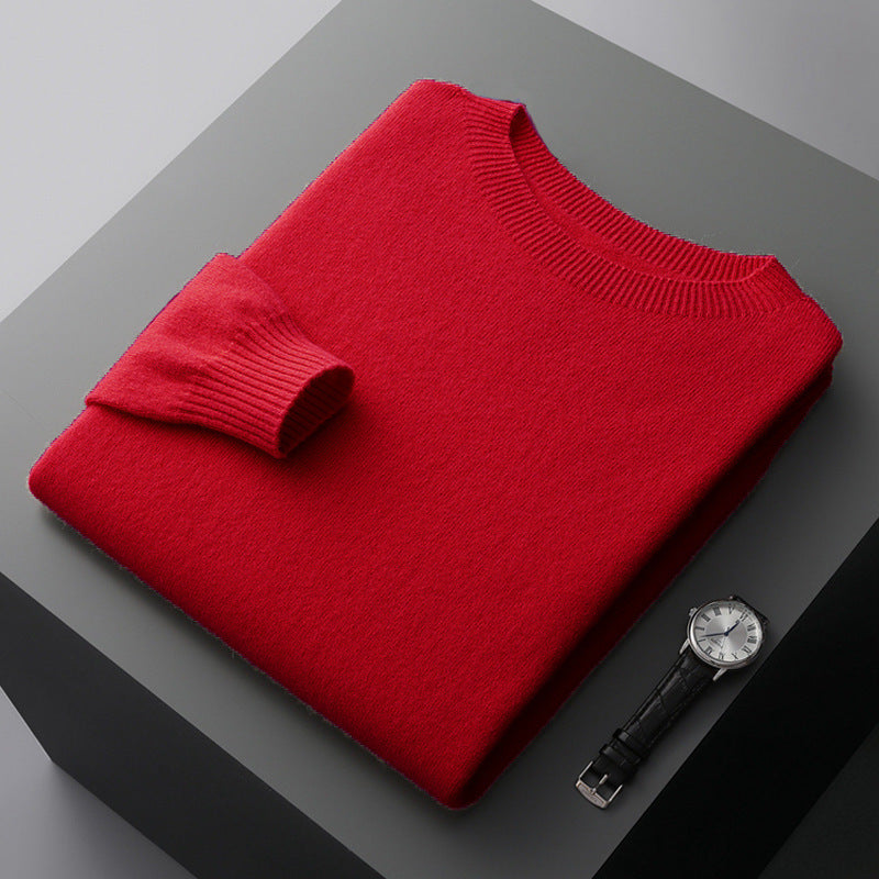 Men's Round Neck Basic Inner Match Thin Middle-aged And Elderly Bottoming Sweater