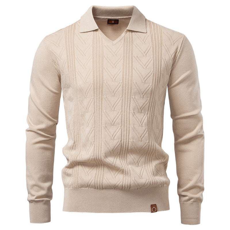 Knitted Pullover Men's Jacquard V-neck Sweater