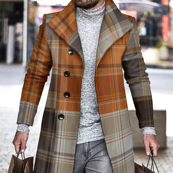 Men's Plaid Trench Coat