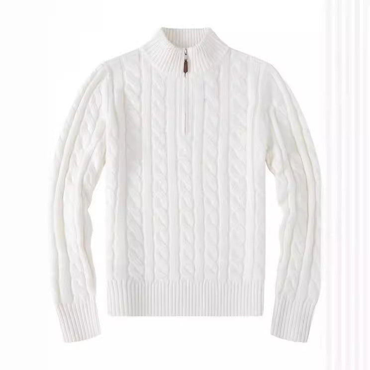 Small Embroidered Half-height Zip Knitwear Business sweater