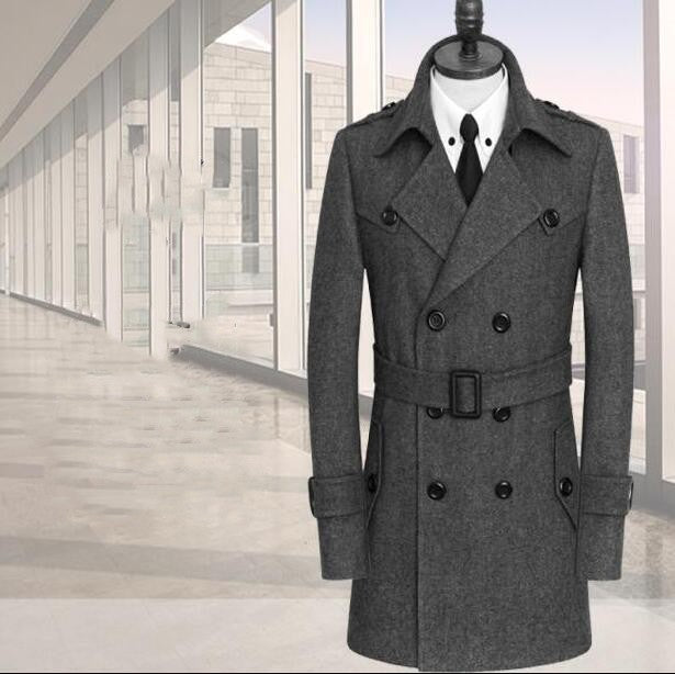 Autumn And Winter Wool Men's Cashmere trench Coat
