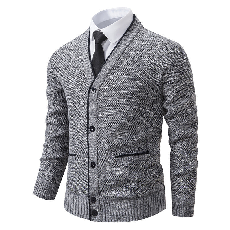Casual Fleece-lined Cardigan Long Sleeve Sweater