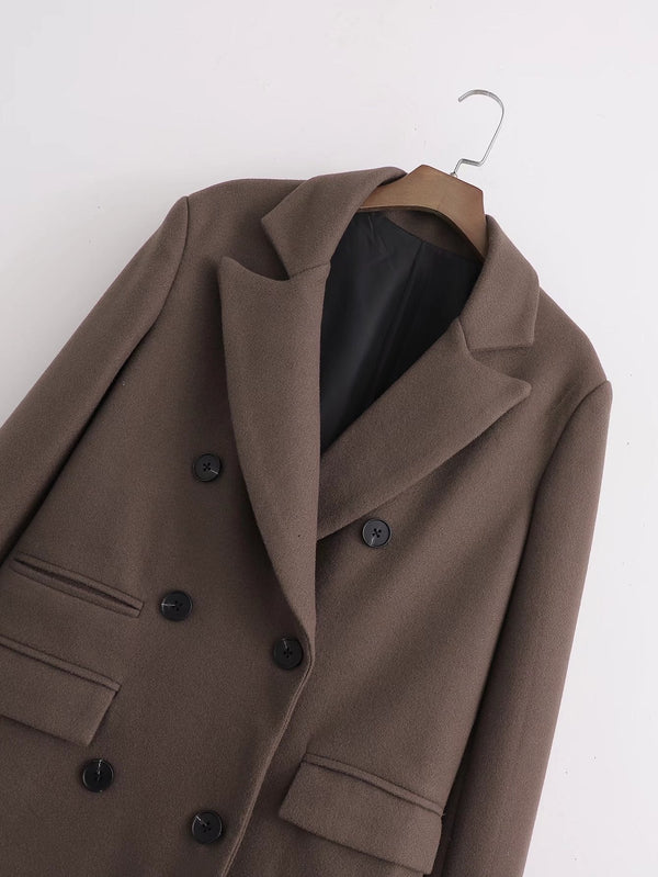 Retro Lapel Double Breasted Temperament Loose Jacket