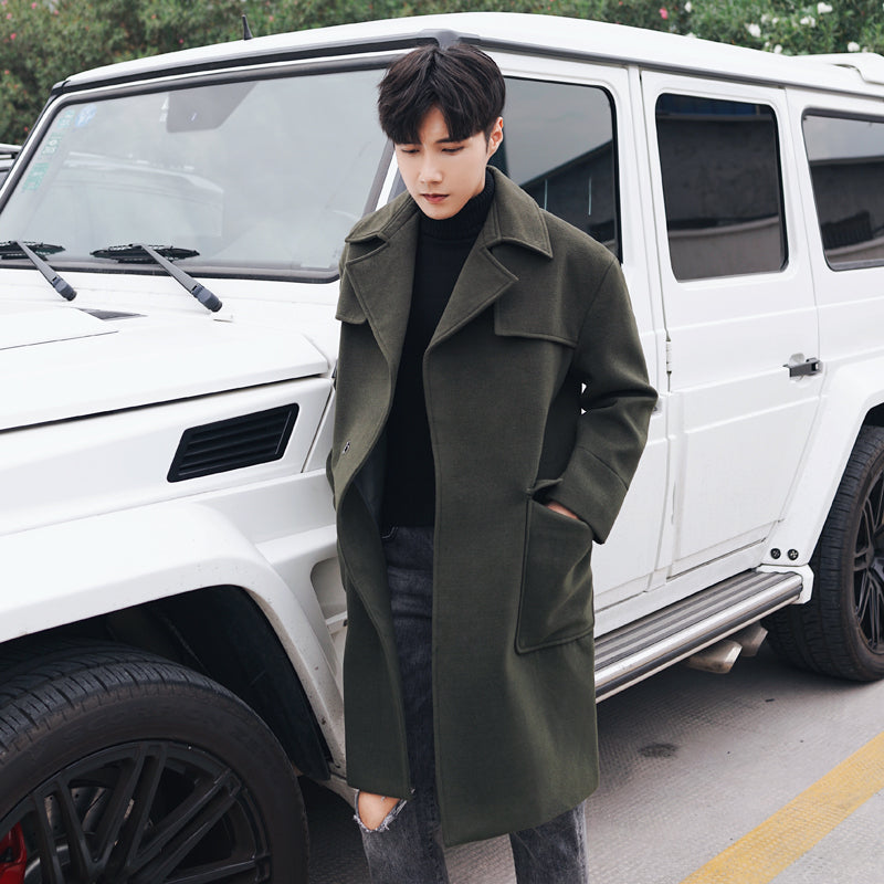 Men's Mid-Length Casual Loose Woolen Coat