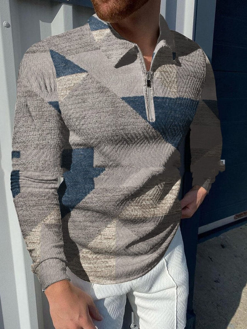Casual Lapel Pullover Digital Printing sweater For Men