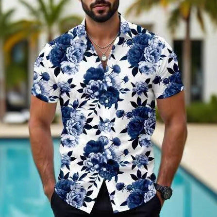 Hawaiian Tropical Floral Printed Casual Men's Shirt