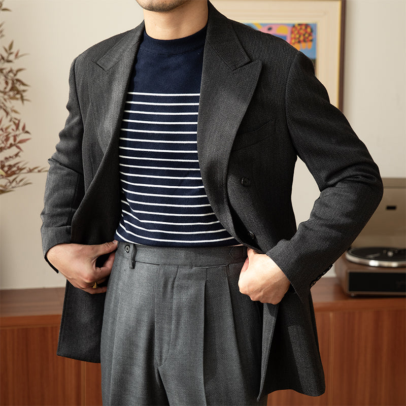 Vintage Crew Neck Pullover Knit Men's sweater