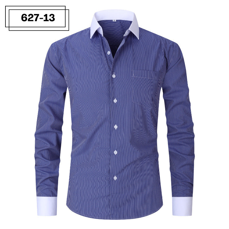 Men's Casual American-style Long-sleeved Striped Shirt