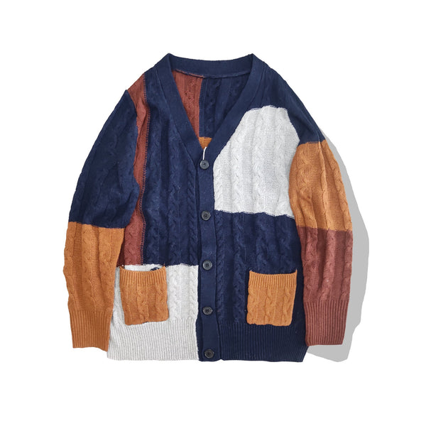 New Men's Color Contrast Knitwear Casual Long Sleeve sweater