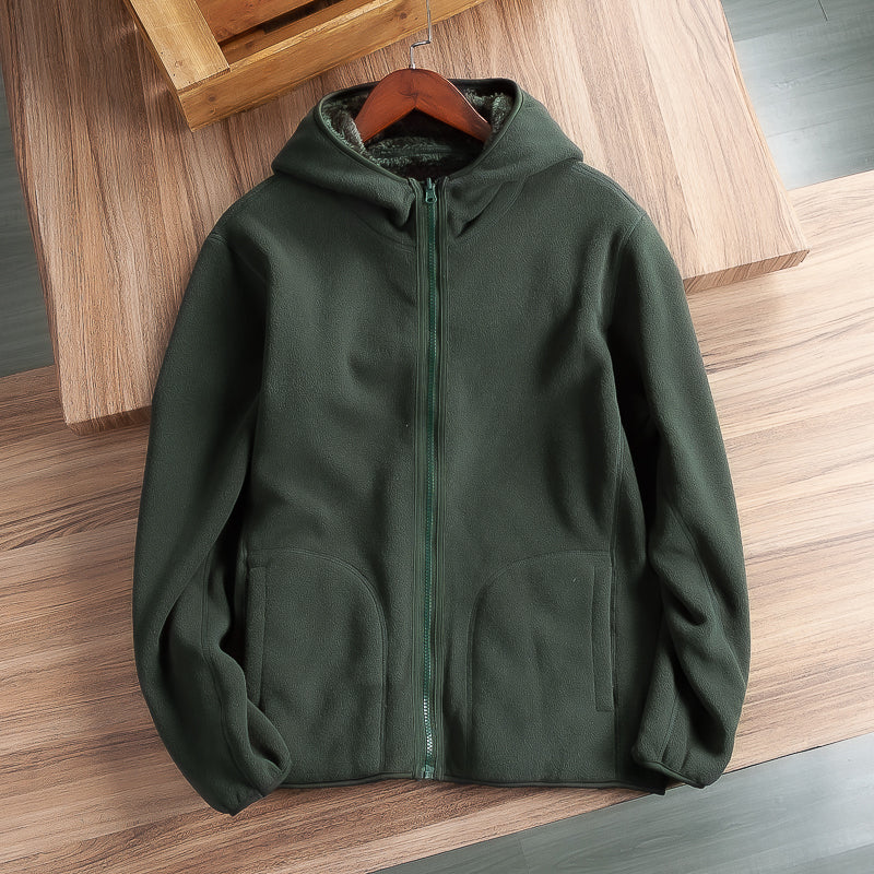 Outdoor Coral Fleece Double-sided Fleece Hooded Jacket