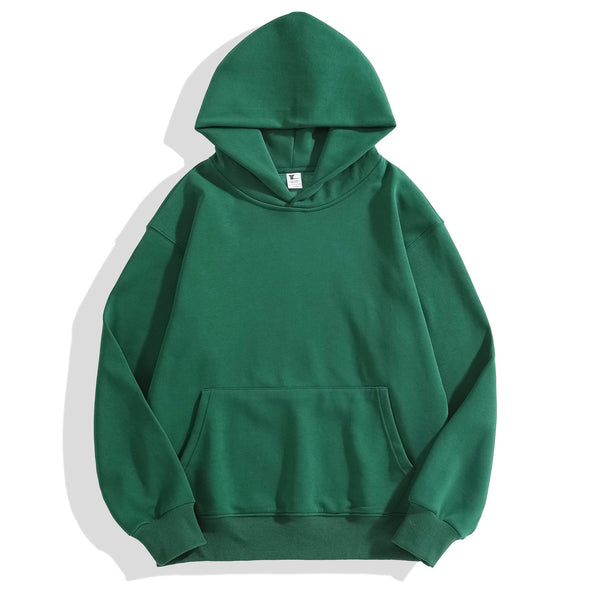 Fleece Hooded Pullover Men's Solid Color Sweater
