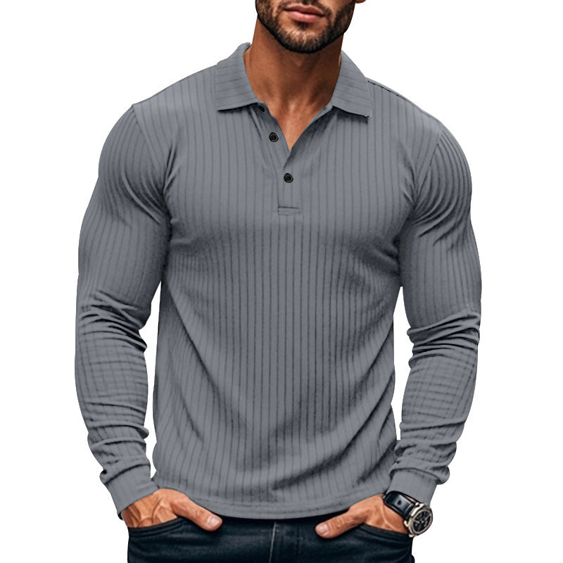 Men's Classic Casual Lapel Button Long Sleeve t-shirt