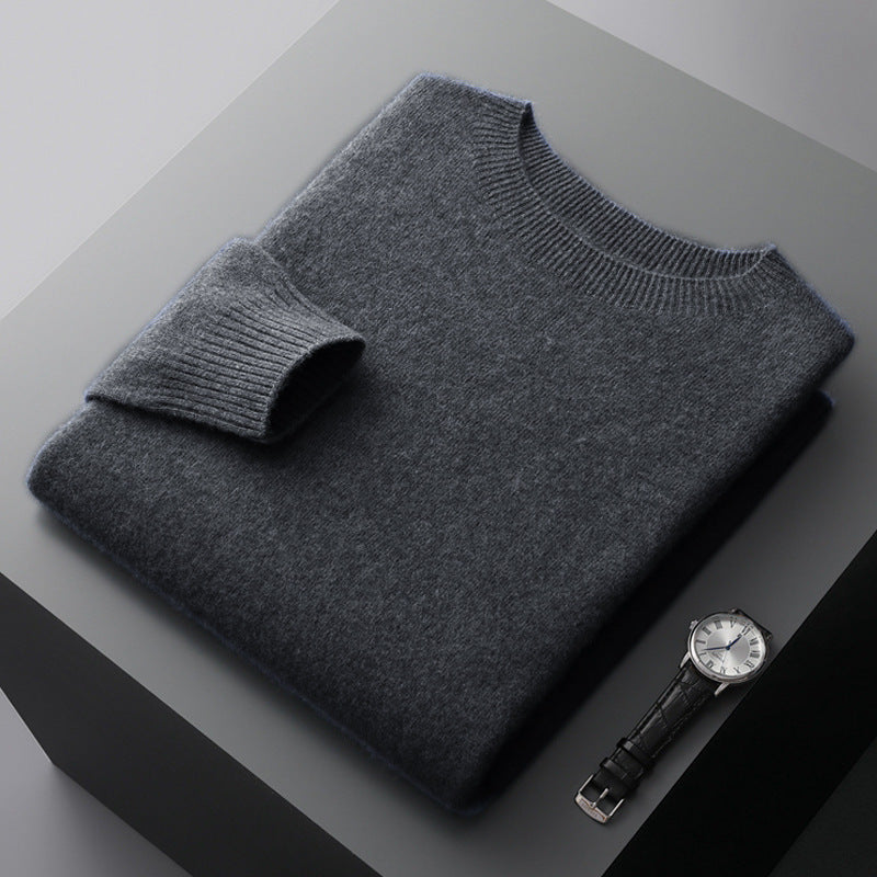 Men's Round Neck Basic Inner Match Thin Middle-aged And Elderly Bottoming Sweater